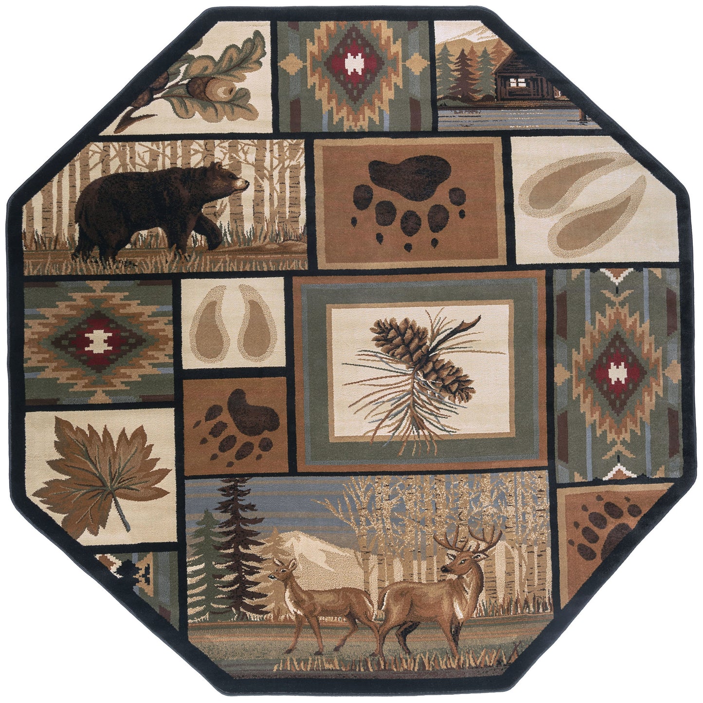 Tayse Lodge Area Rug NTR66-Northern Wildlife Novelty Cut Pile Indoor Polypropylene