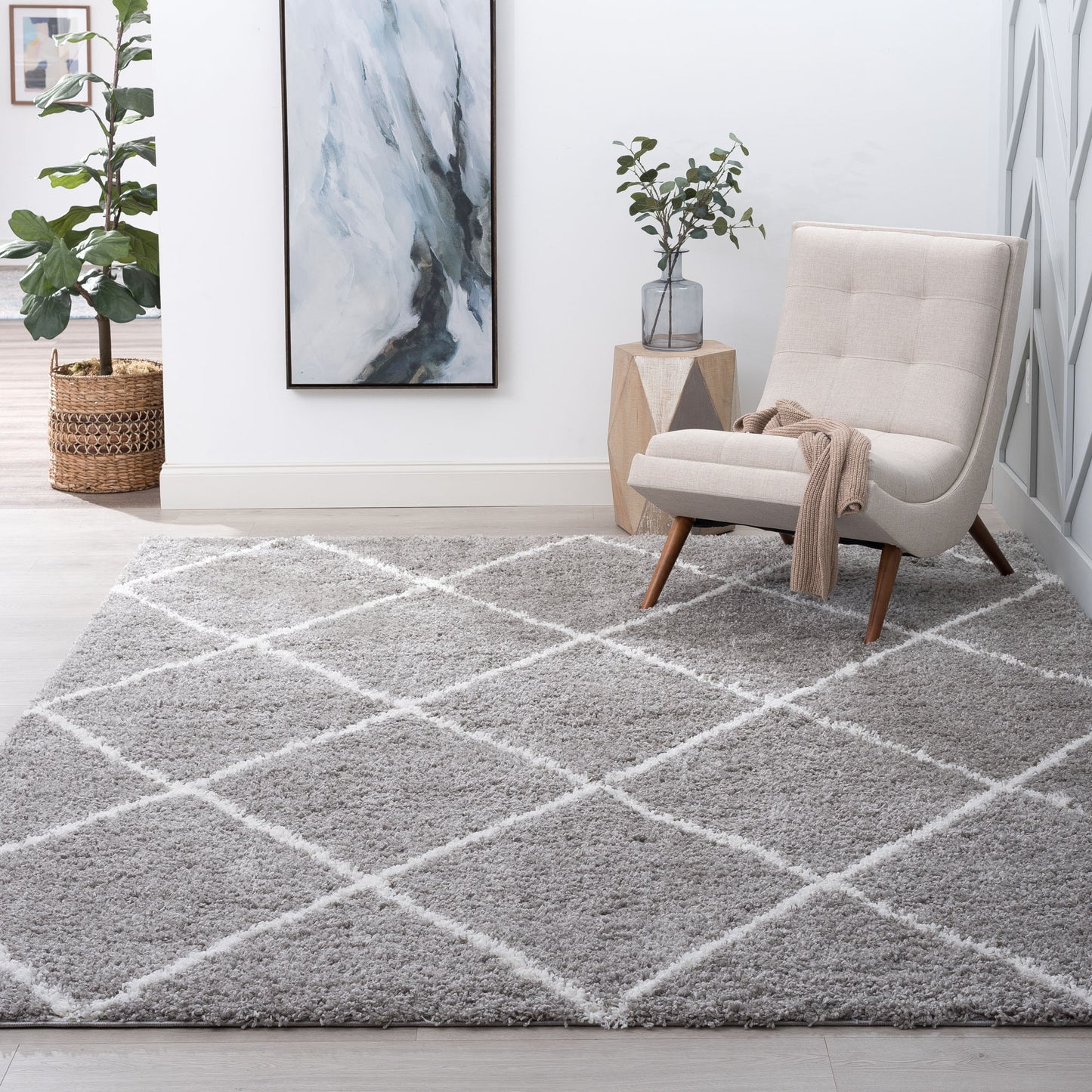 Tayse Diamond Area Rug JRS11-Mira Contemporary Cut Pile Indoor Polypropylene