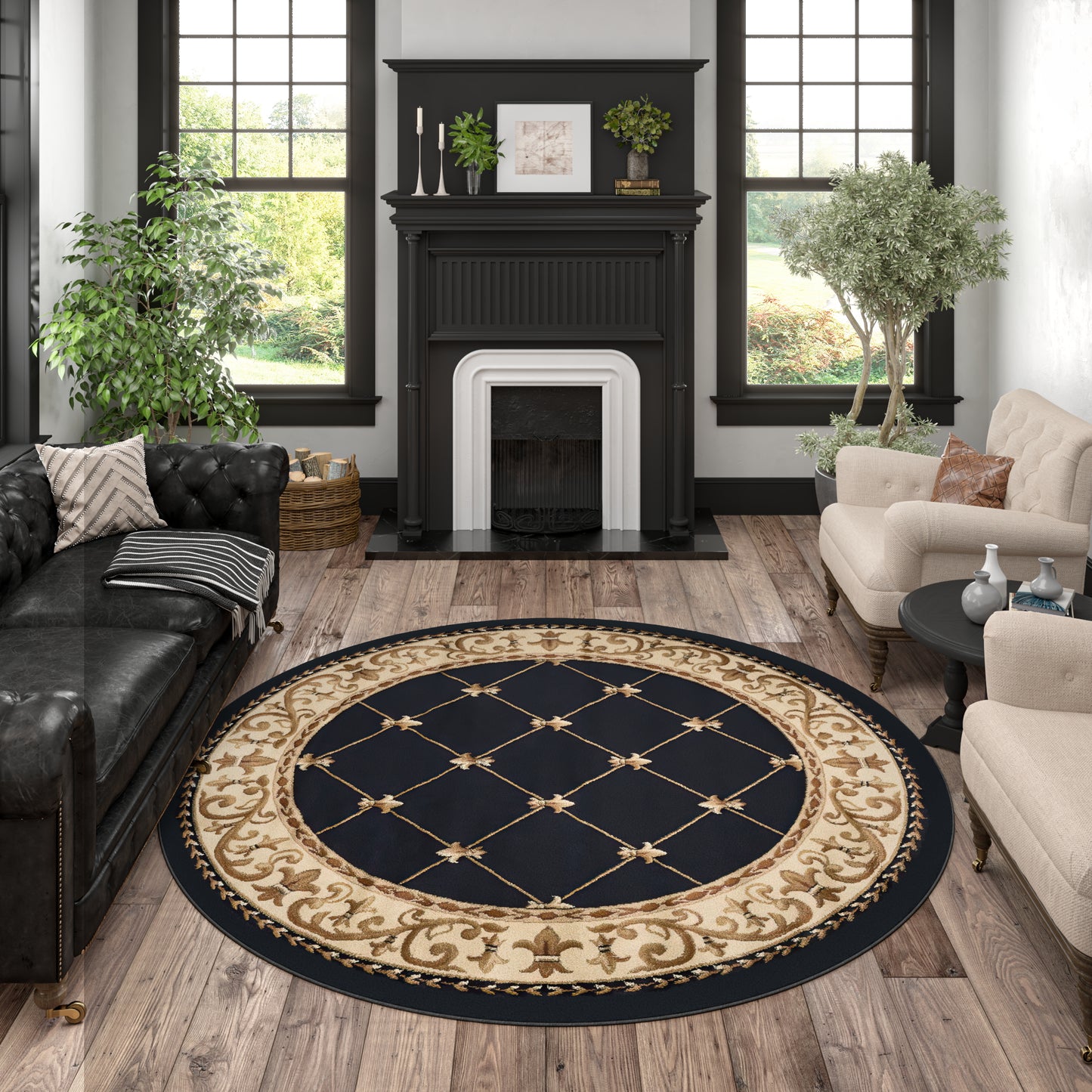 Tayse Border Area Rug SNS48-Orleans Traditional Cut Pile Indoor Polypropylene