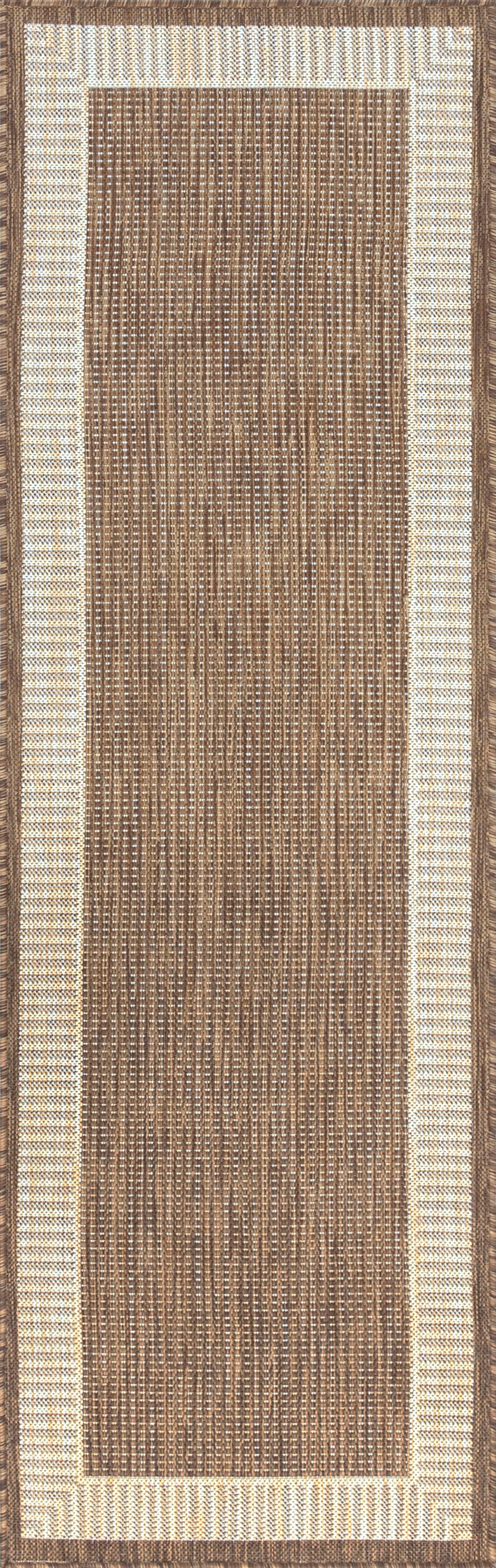 Tayse Striped Border Area Rug ECO11-Elgin Transitional Flat Weave Indoor/Outdoor Polypropylene