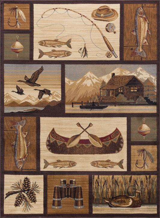 Tayse Lodge Area Rug NTR66-Cabin Getaway Novelty Cut Pile Indoor Polypropylene