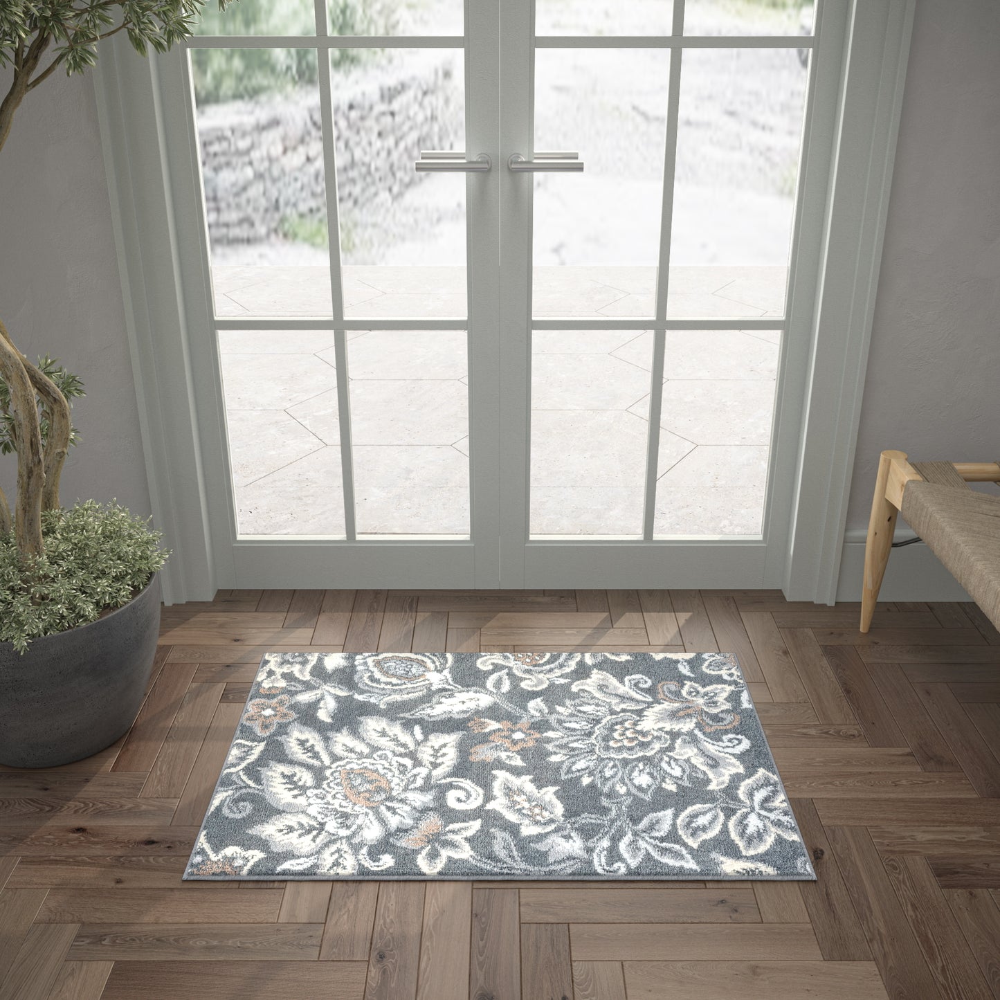 Tayse Floral Area Rug MDN42-Stella Traditional Cut Pile Indoor Polypropylene