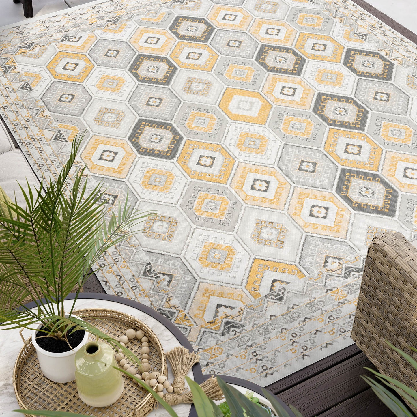 Tayse Geometric Area Rug FLO10-Matthew Contemporary Flat Weave Indoor/Outdoor Polypropylene