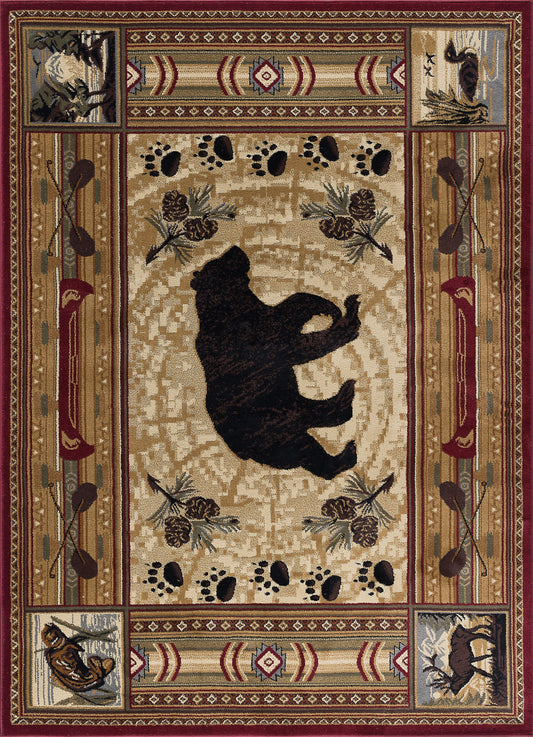 Tayse Lodge Area Rug NTR65-Black Bear Novelty Cut Pile Indoor Polypropylene