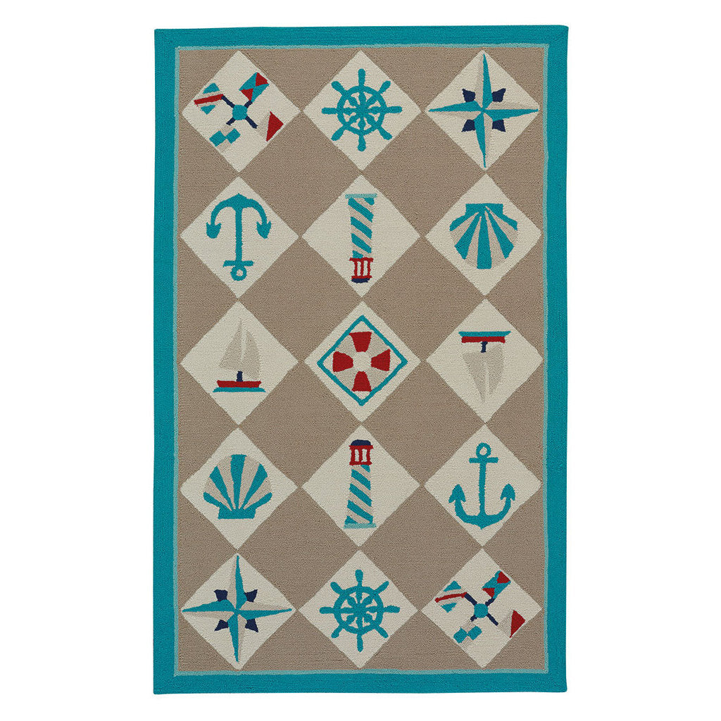 Nautical Grid Synthetic Blend Indoor Area Rug by Capel Rugs | Area Rug
