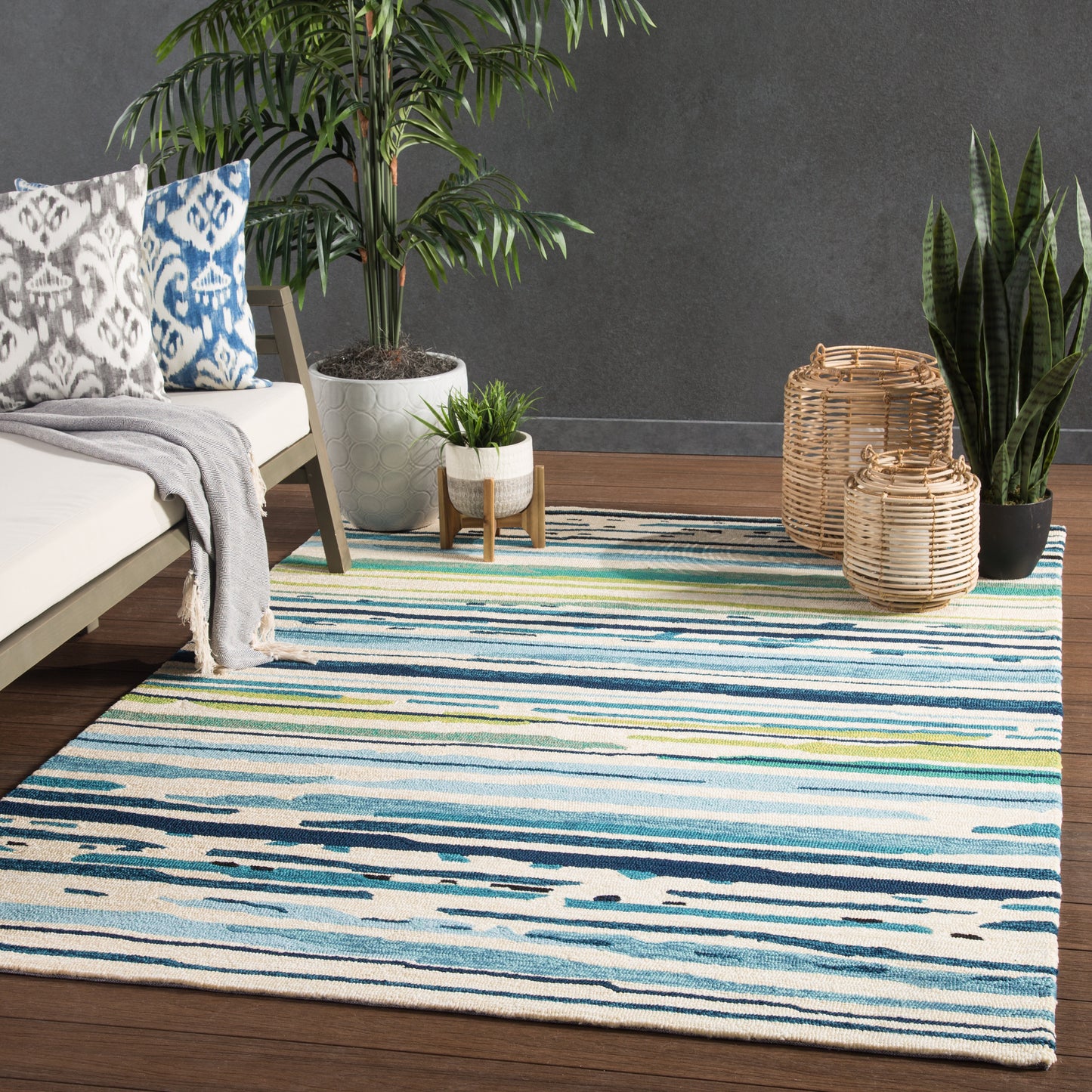 Colours Sketchy Lines Handmade Synthetic Blend Outdoor Area Rug From Jaipur Living