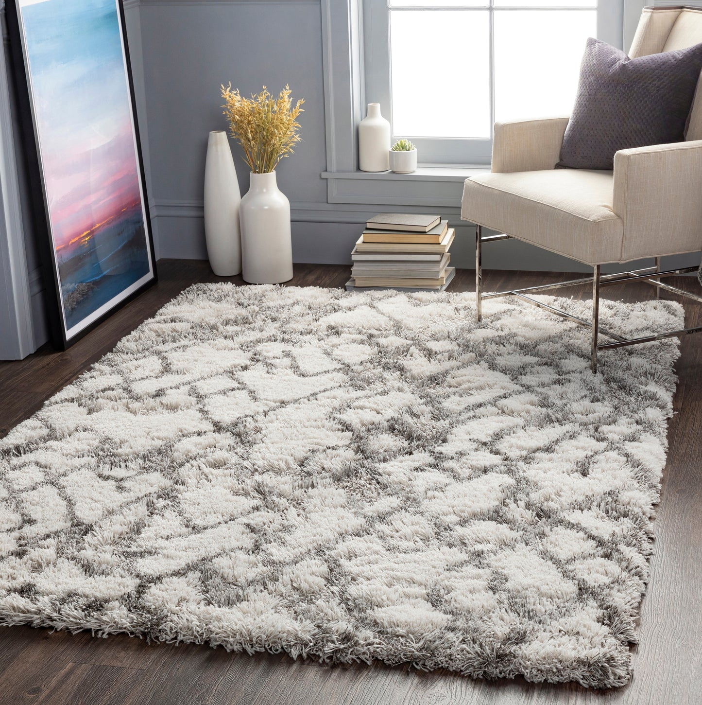 Alta shag 26997 Machine Woven Synthetic Blend Indoor Area Rug by Surya Rugs