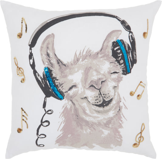 Luminescence JB214 Cotton Rockin' Llama Throw Pillow From Mina Victory By Nourison Rugs | Throw Pillow