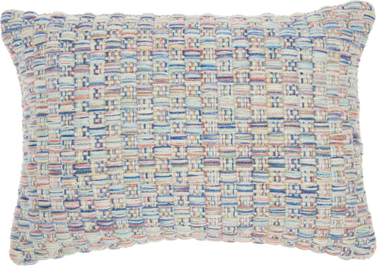Outdoor Pillows IH022 Synthetic Blend Woven Basketweave Throw Pillow From Mina Victory By Nourison Rugs