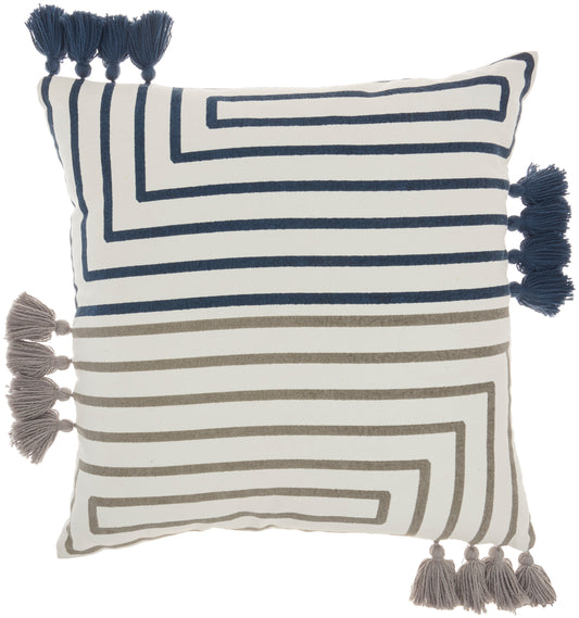 Life Styles CN029 Cotton Geometric Lines Throw Pillow From Mina Victory By Nourison Rugs