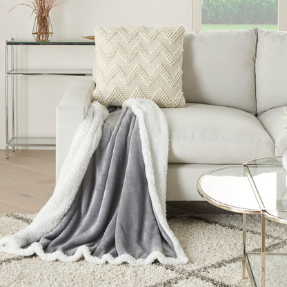 Throw Blankets SN102 Synthetic Blend Velvet/Sherpa Throw Throw Blanket From Mina Victory By Nourison Rugs