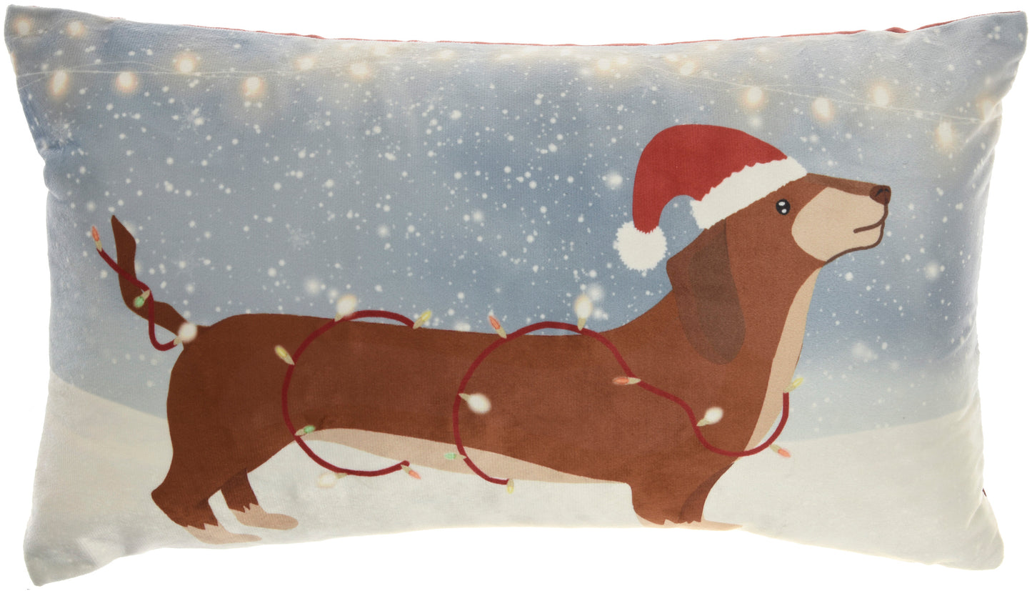 Holiday Pillows L0314 Synthetic Blend Light Up Dachshund Throw Pillow From Mina Victory By Nourison Rugs
