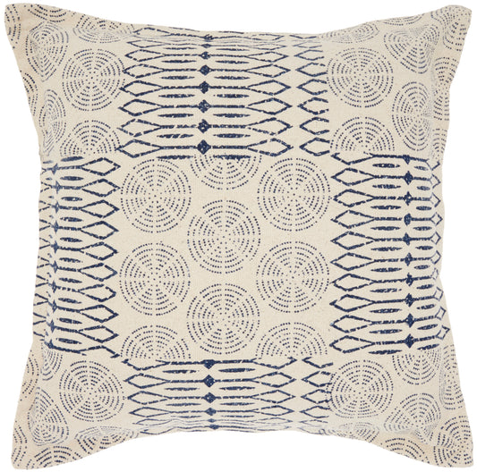 Nourison Rugs Mina Victory Life Styles DL567 Printed Circle Patch Indigo Throw Pillow