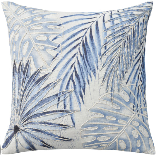 Life Styles EE206 Cotton Print/Embd Palms Pillow Cover From Mina Victory By Nourison Rugs