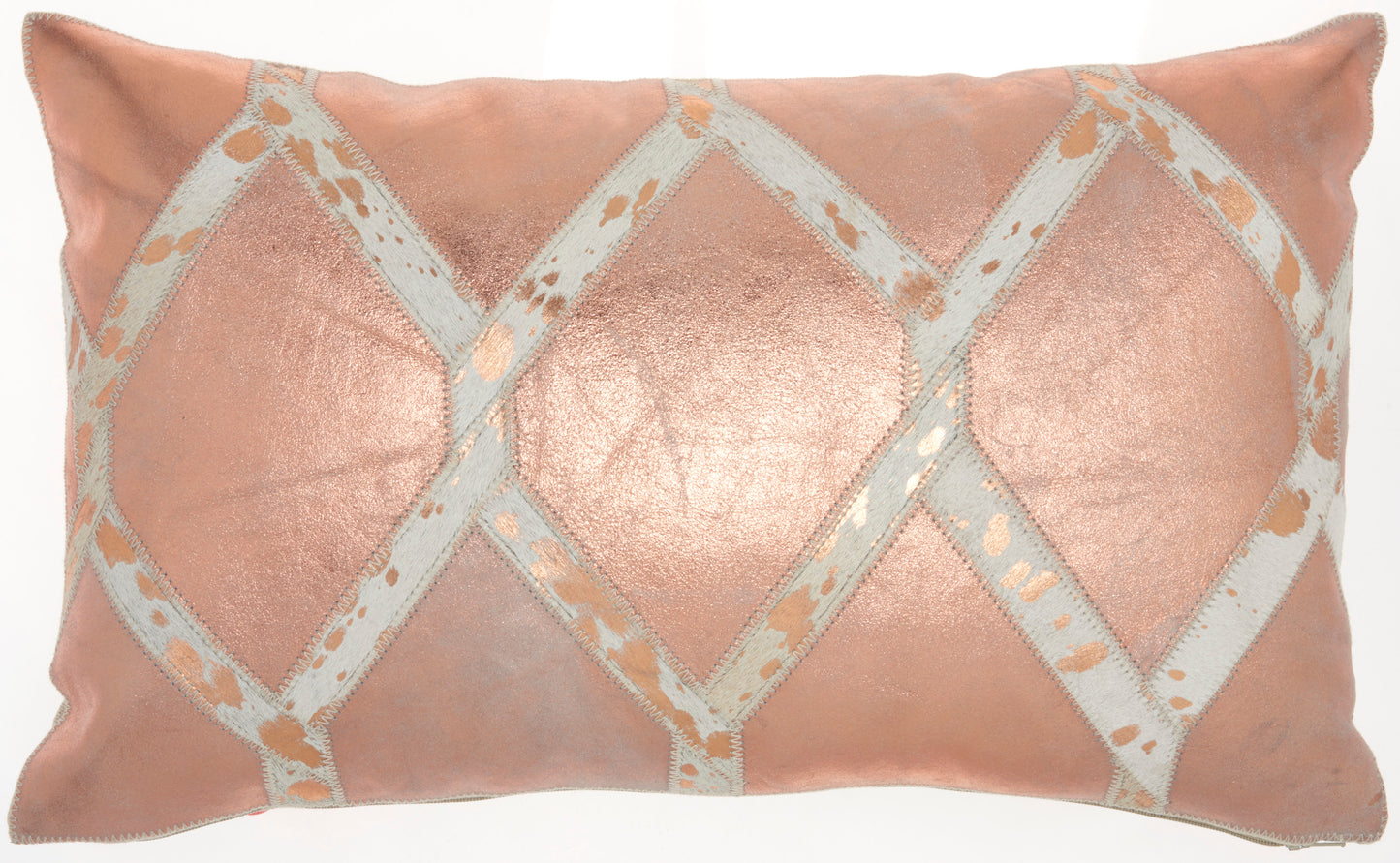 Sofia PN887 Leather Metallic Diamond Throw Pillow From Mina Victory By Nourison Rugs