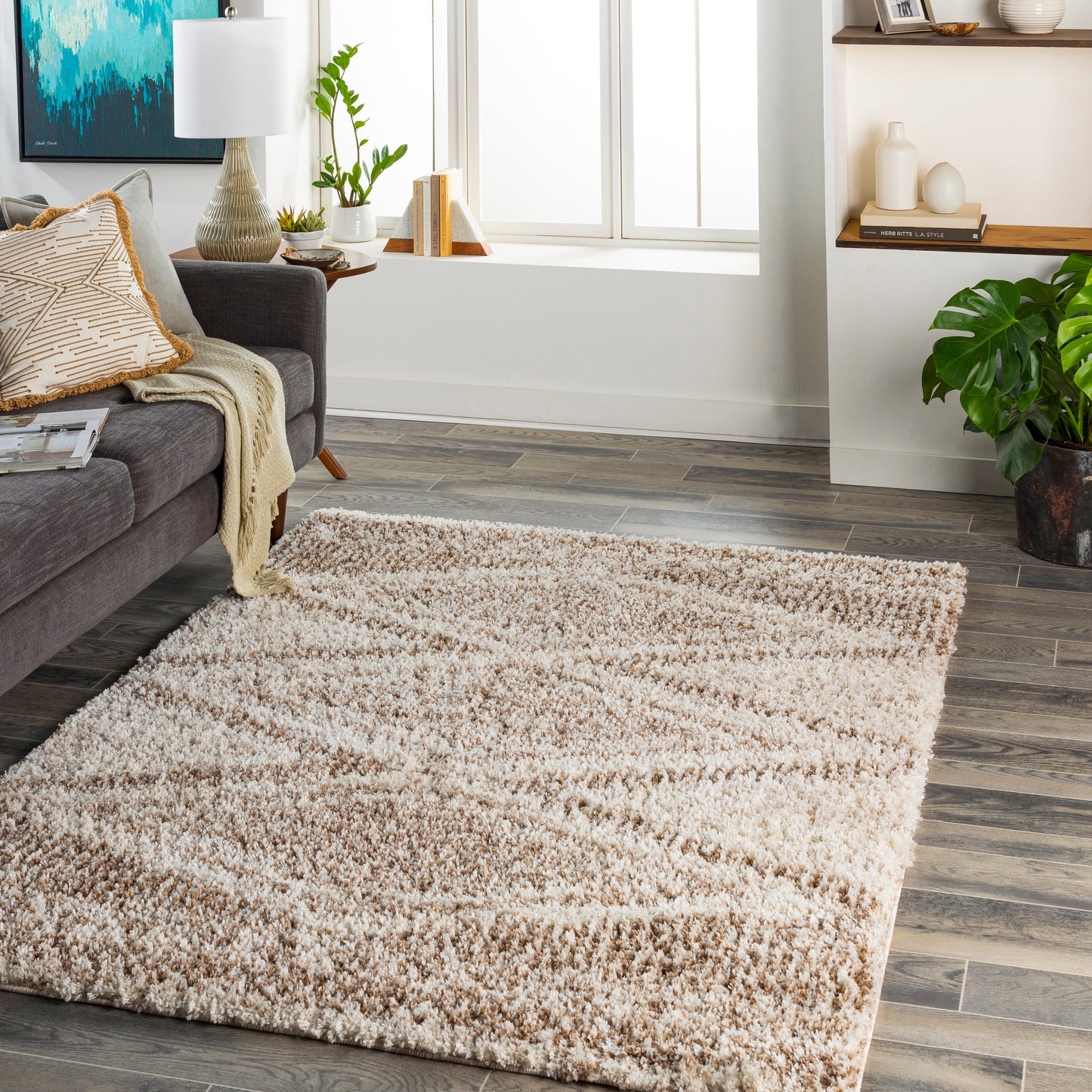 Capella shag 30442 Machine Woven Synthetic Blend Indoor Area Rug by Surya Rugs