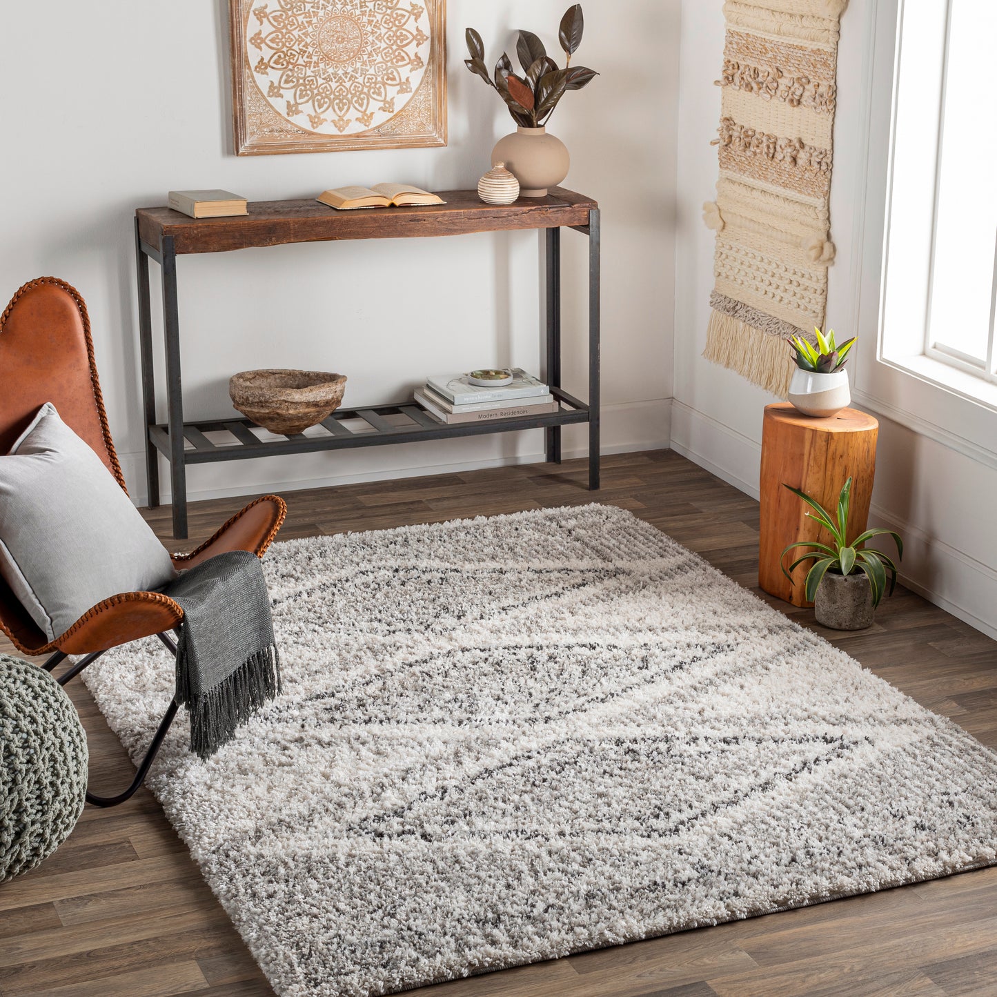 Capella shag 30442 Machine Woven Synthetic Blend Indoor Area Rug by Surya Rugs