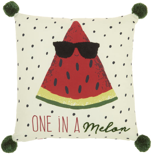 Plush lines CR915 Cotton One In A Melon Throw Pillow From Mina Victory By Nourison Rugs