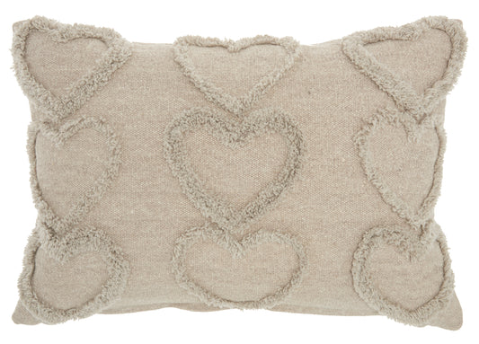 Life Styles GT022 Cotton Raised Hearts Throw Pillow From Mina Victory By Nourison Rugs