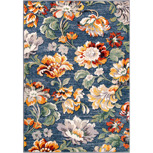 Orian Rugs Simply Southern Cottage Franklin Floral ASC/FRAF Distressed Medium Blue Willow Area Rug