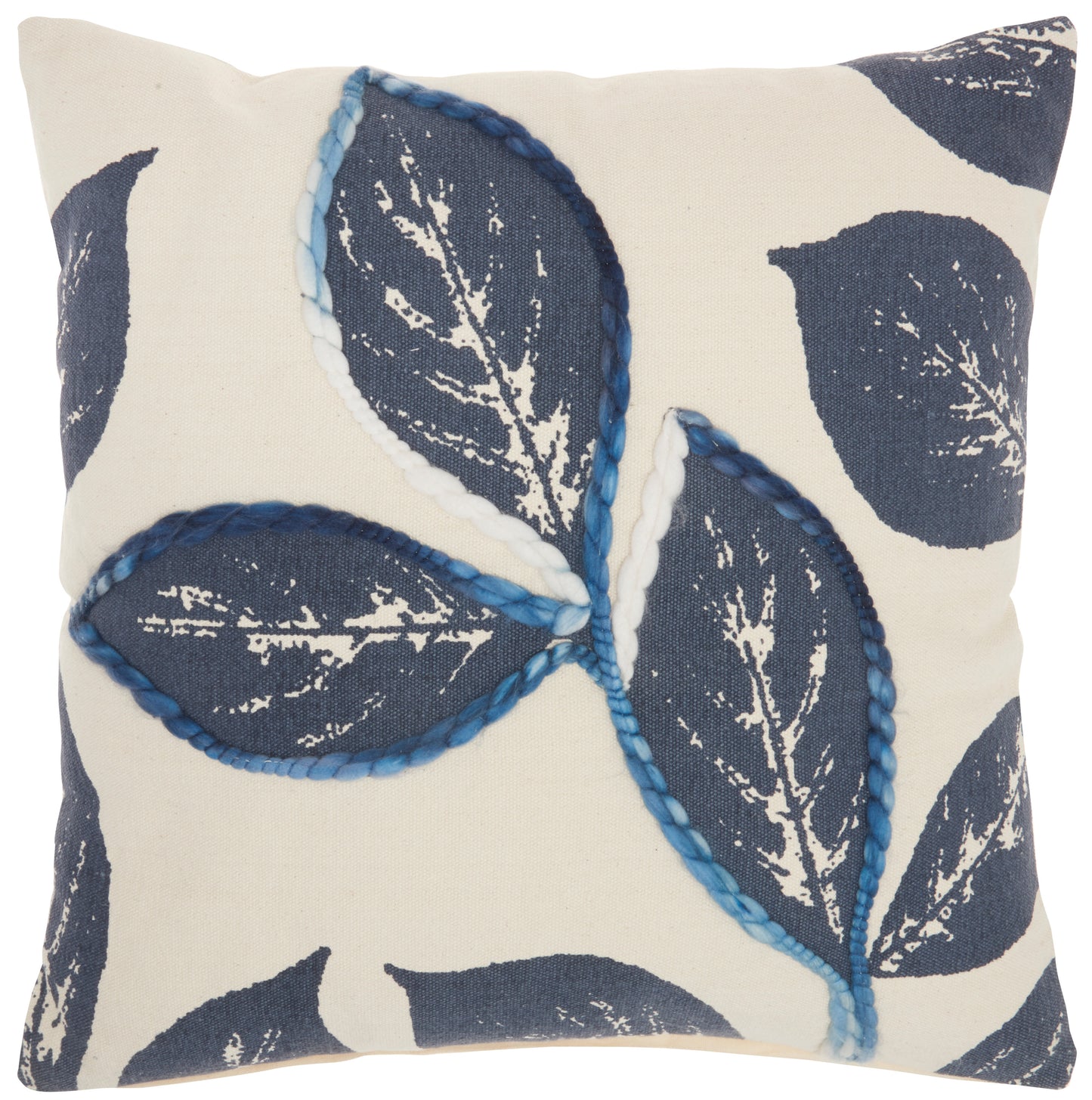 Life Styles SH031 Cotton Embroidered Leaves Throw Pillow From Mina Victory By Nourison Rugs