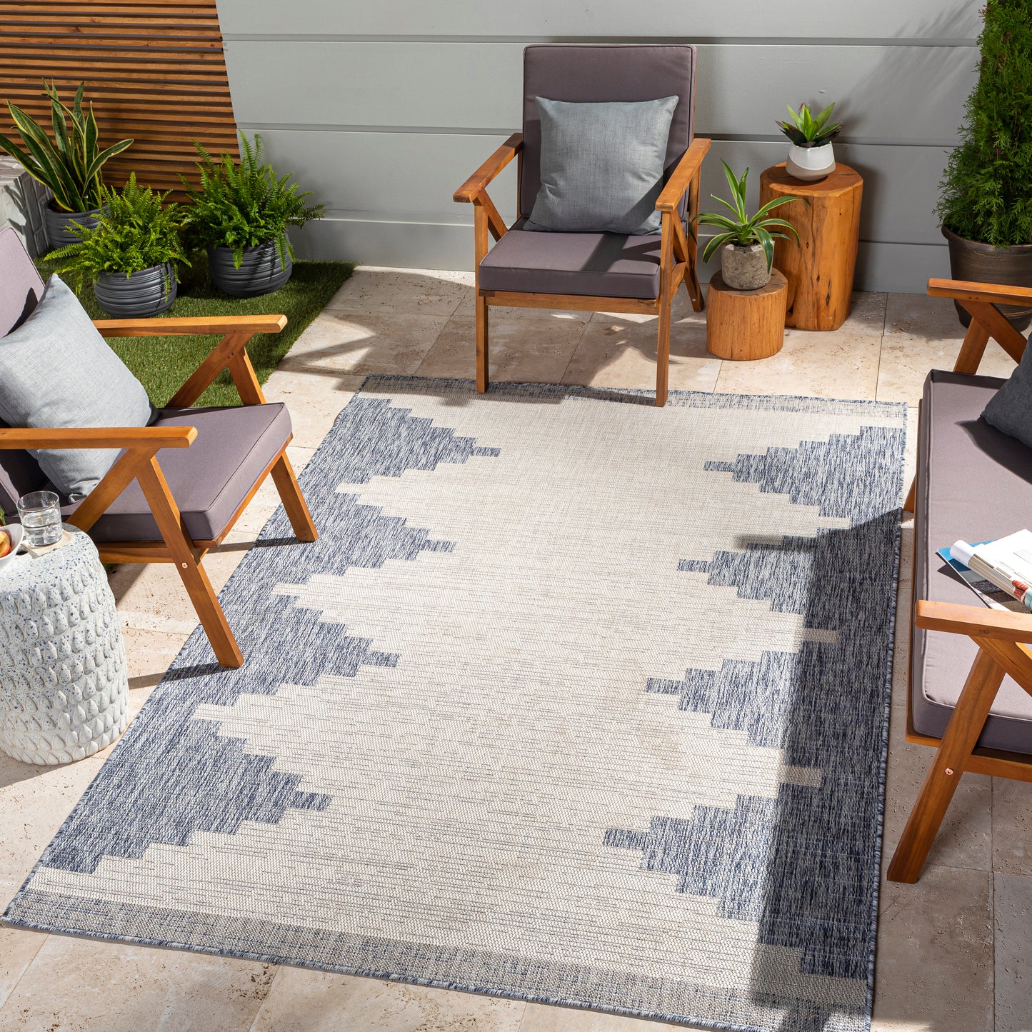 Eagean 26132 Machine Woven Synthetic Blend Indoor/Outdoor Area Rug by Surya Rugs