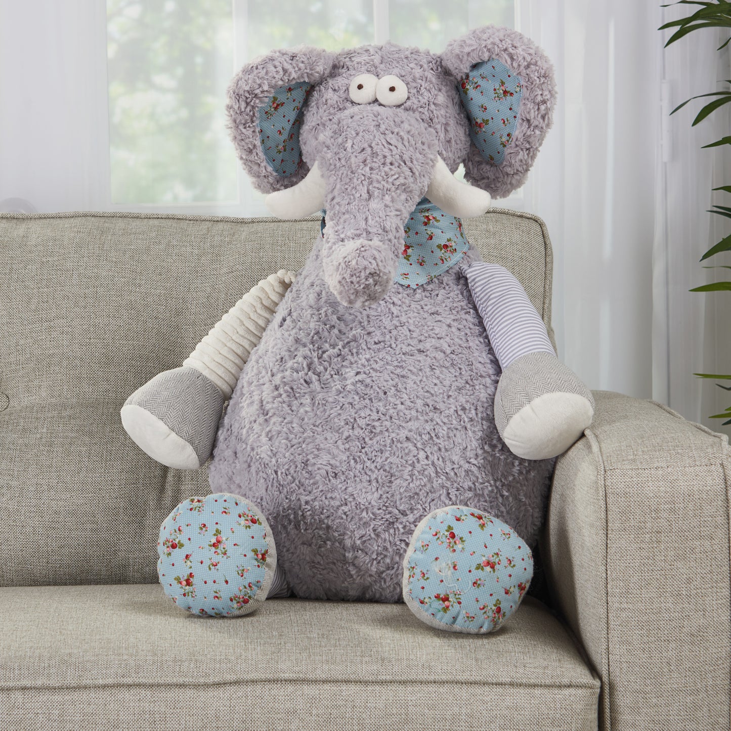 Plush Lines N1463 Synthetic Blend Elephant Plush Toy Throw Pillow From Mina Victory By Nourison Rugs