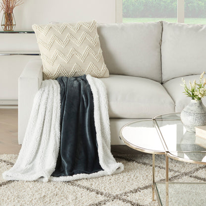 Throw Blankets SN102 Synthetic Blend Velvet/Sherpa Throw Throw Blanket From Mina Victory By Nourison Rugs