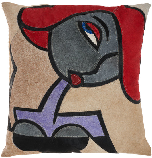 Natural Leather Hide S0102 Leather Modern Woman Throw Pillow From Mina Victory By Nourison Rugs