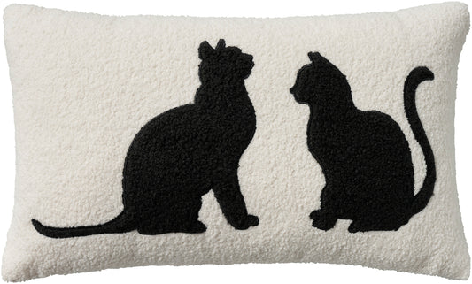 Pet Pillows & Access L0493 Synthetic Blend Sherpa Cat Silhouett Throw Pillow From Mina Victory By Nourison Rugs