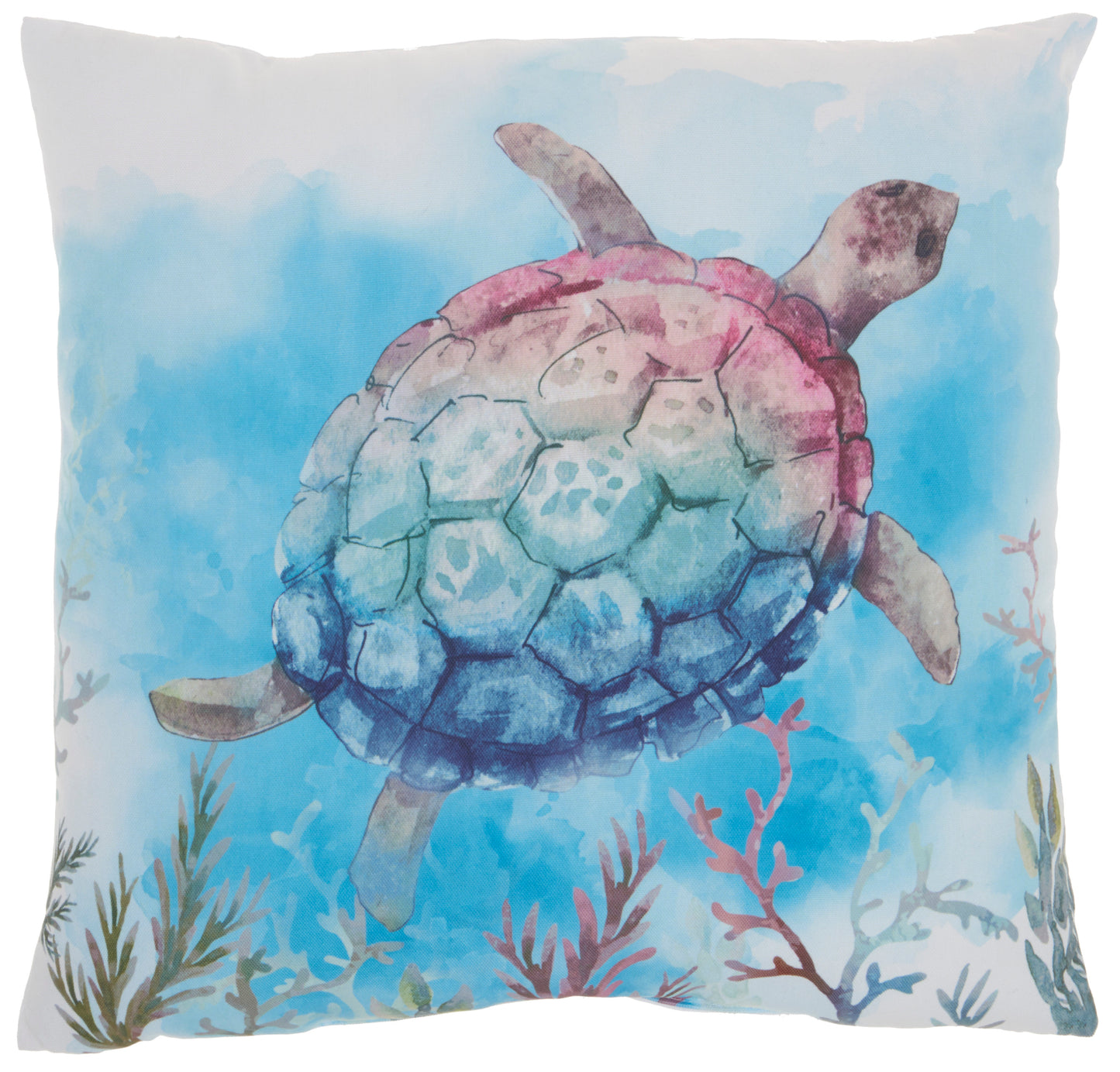 Outdoor Pillows BJ601 Synthetic Blend Tyedye Sea Turtle Throw Pillow From Mina Victory By Nourison Rugs