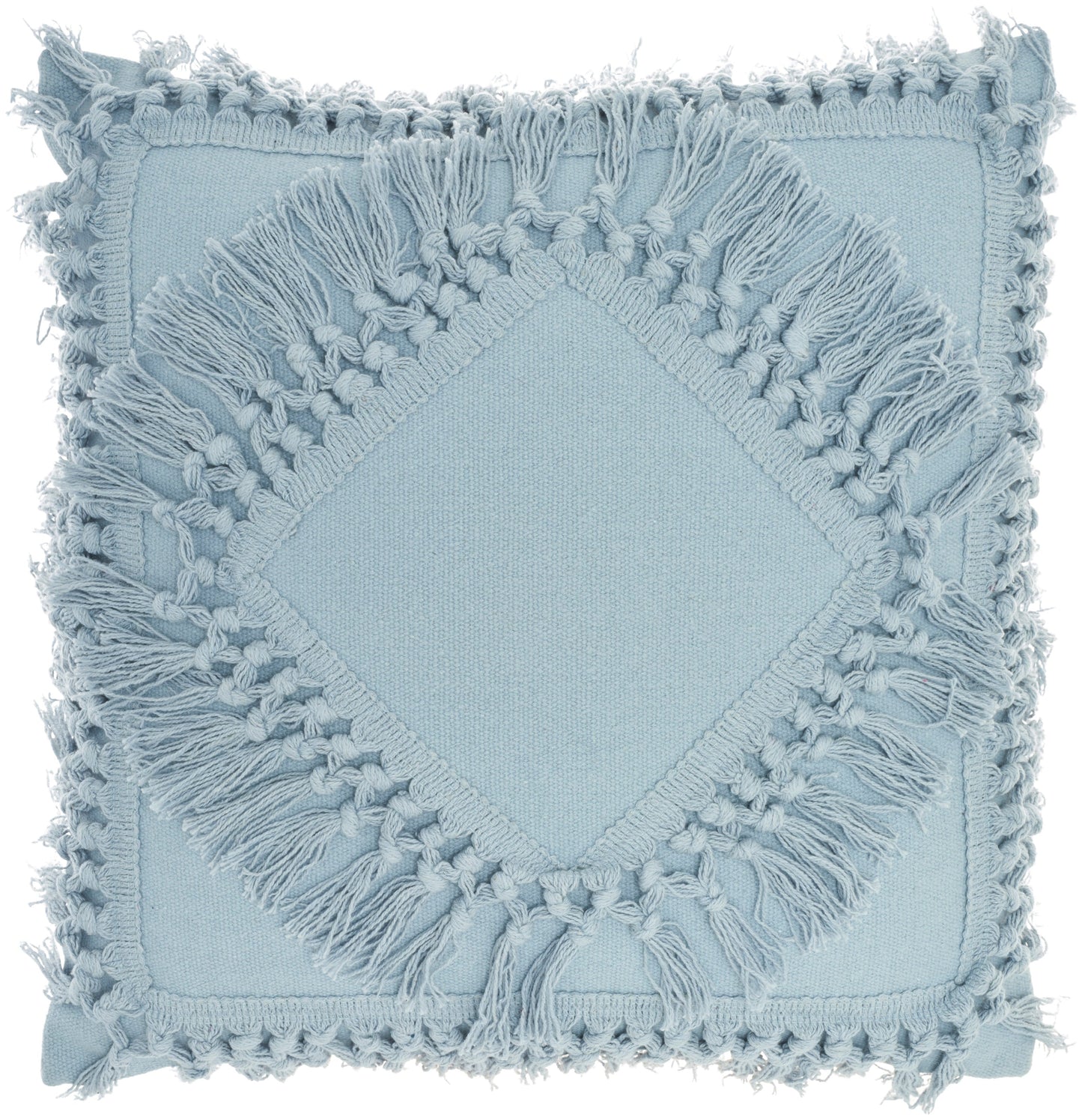 Nicole Curtis Pillow RJ199 Cotton Diamond Fringe Throw Pillow From Nicole Curtis By Nourison Rugs