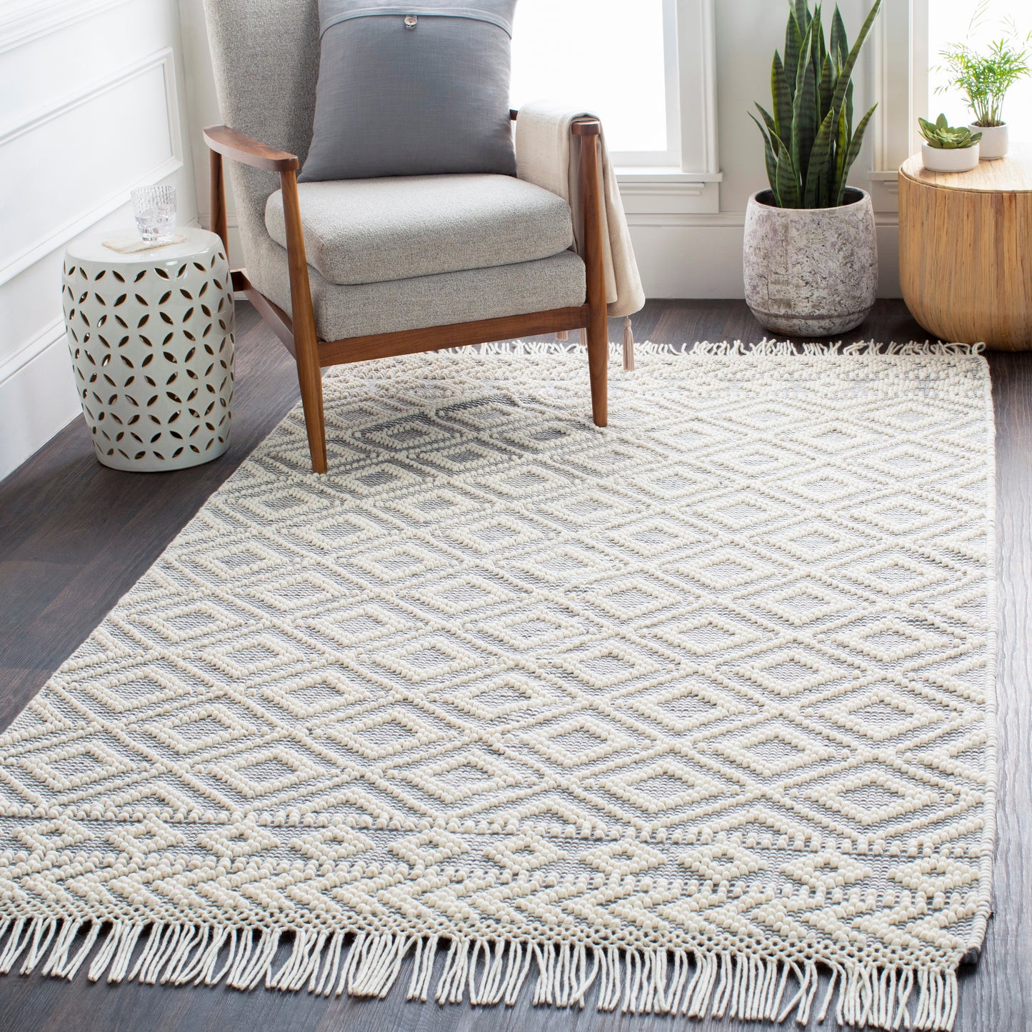 Farmhouse Tassels 23232 Hand Woven Wool Indoor Area Rug by Surya Rugs