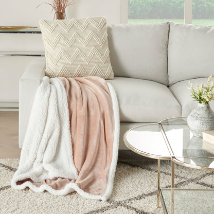 Throw Blankets SN102 Synthetic Blend Velvet/Sherpa Throw Throw Blanket From Mina Victory By Nourison Rugs