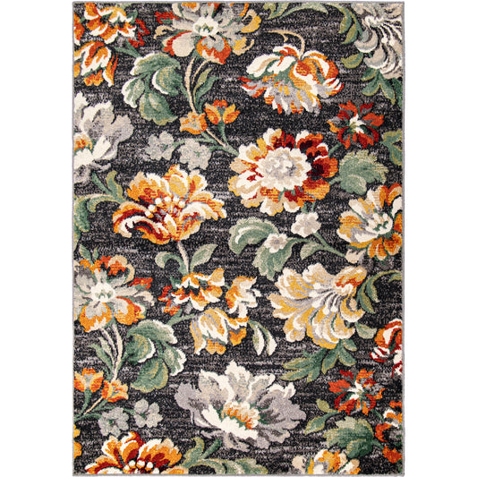 Orian Rugs Simply Southern Cottage Franklin Floral ASC/FRAF Distressed Onyx Area Rug