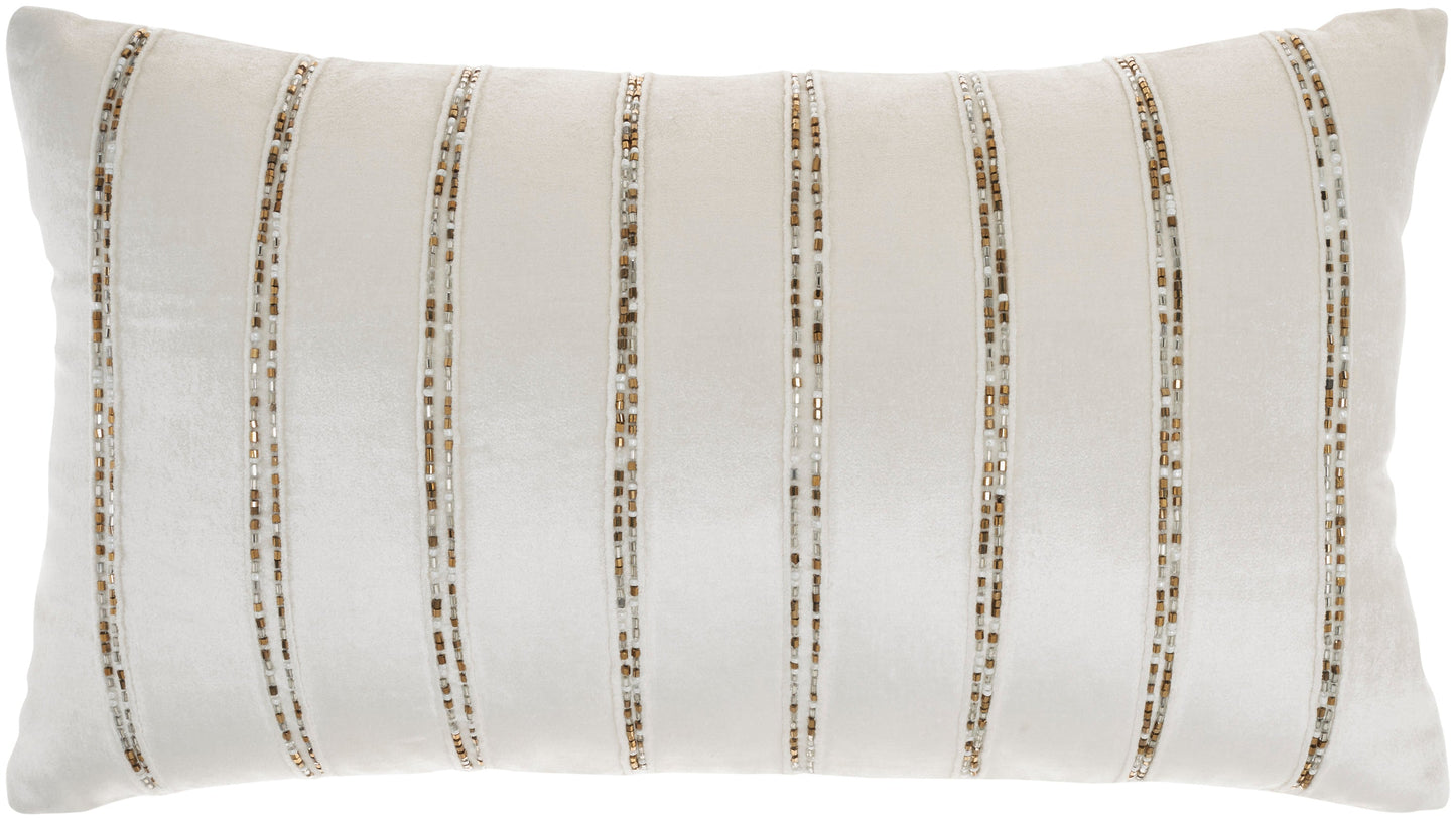 Sofia AZ217 Cotton Beaded Stripes Throw Pillow From Mina Victory By Nourison Rugs