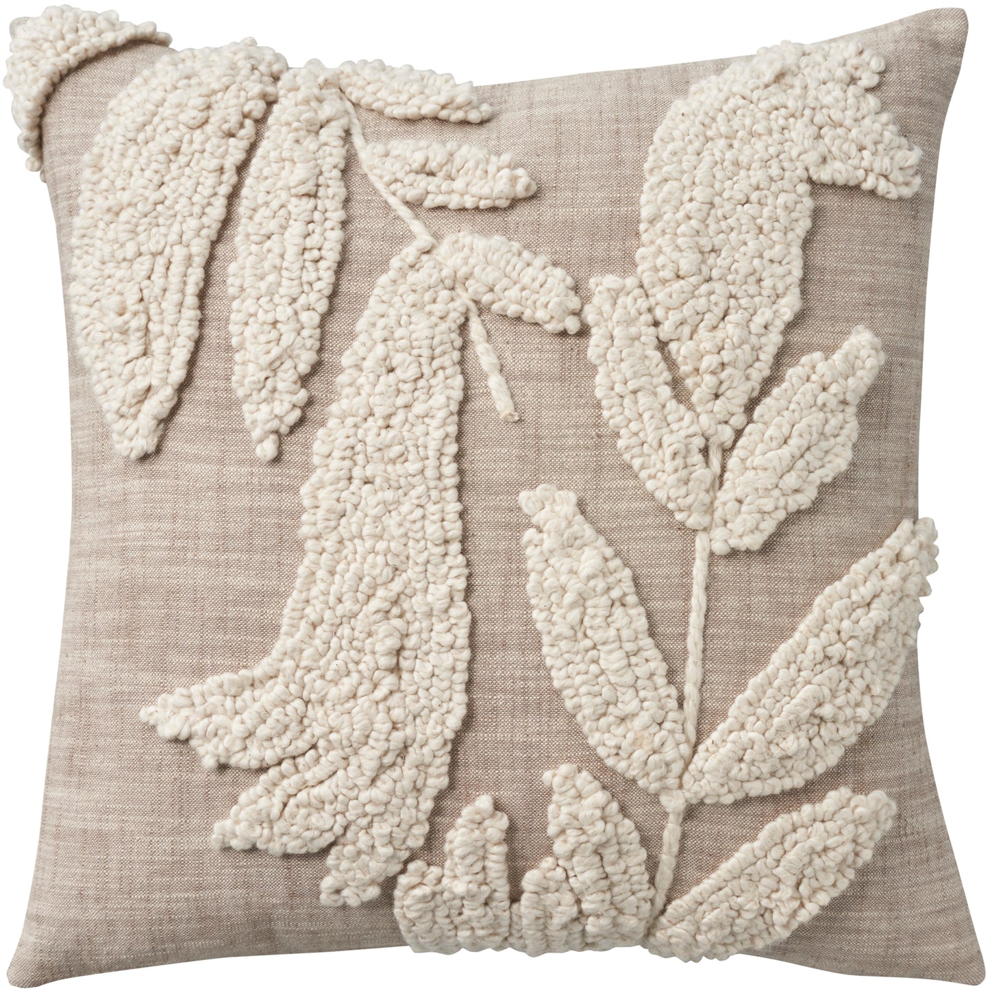 Life Styles EE222 Cotton Embrd Leaves Pillow Cover From Mina Victory By Nourison Rugs