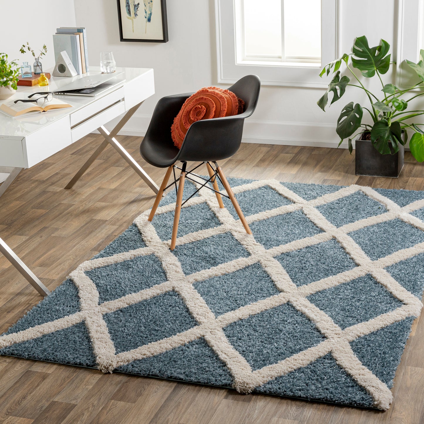 Hudson shag 30703 Machine Woven Synthetic Blend Indoor Area Rug by Surya Rugs