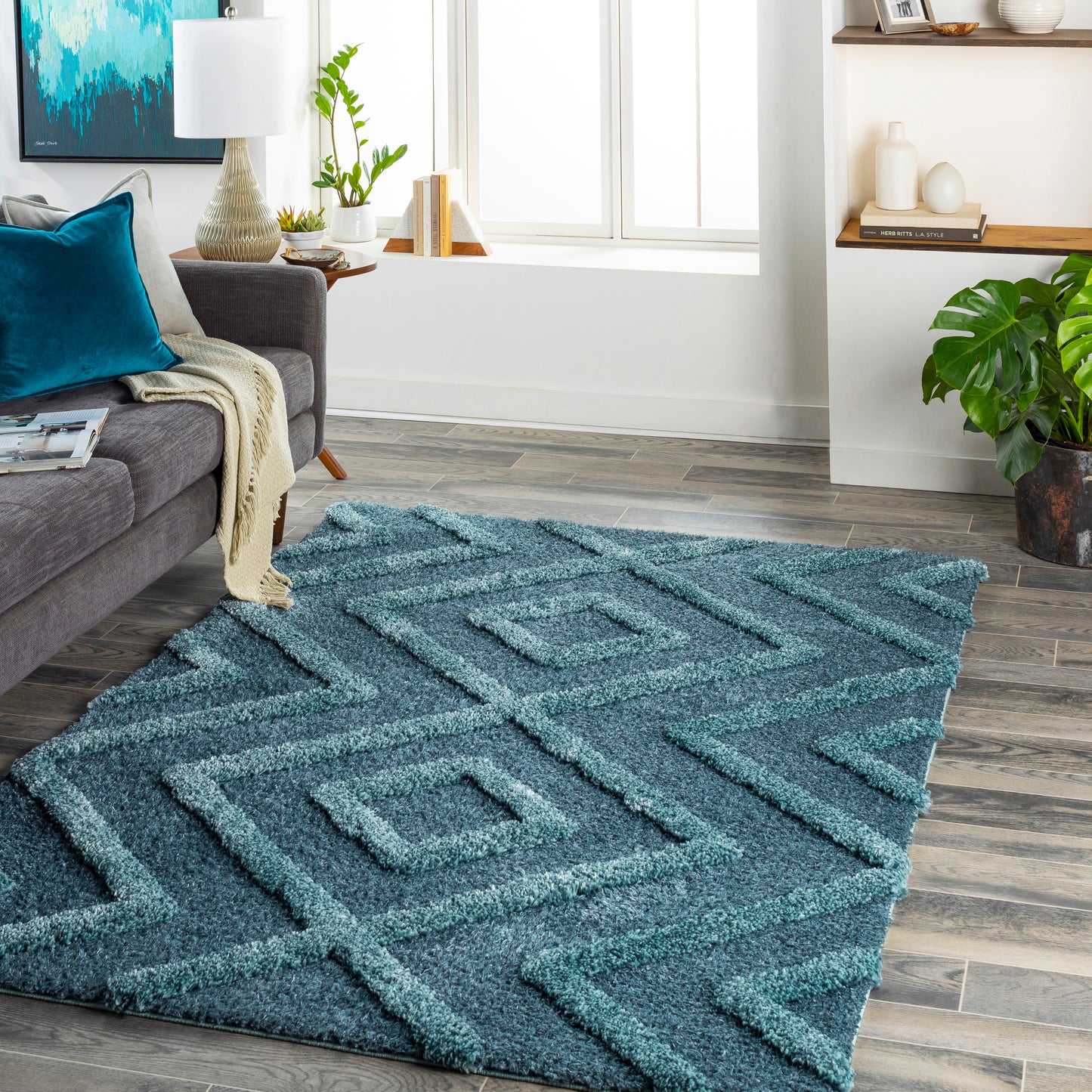 Hudson shag 30707 Machine Woven Synthetic Blend Indoor Area Rug by Surya Rugs