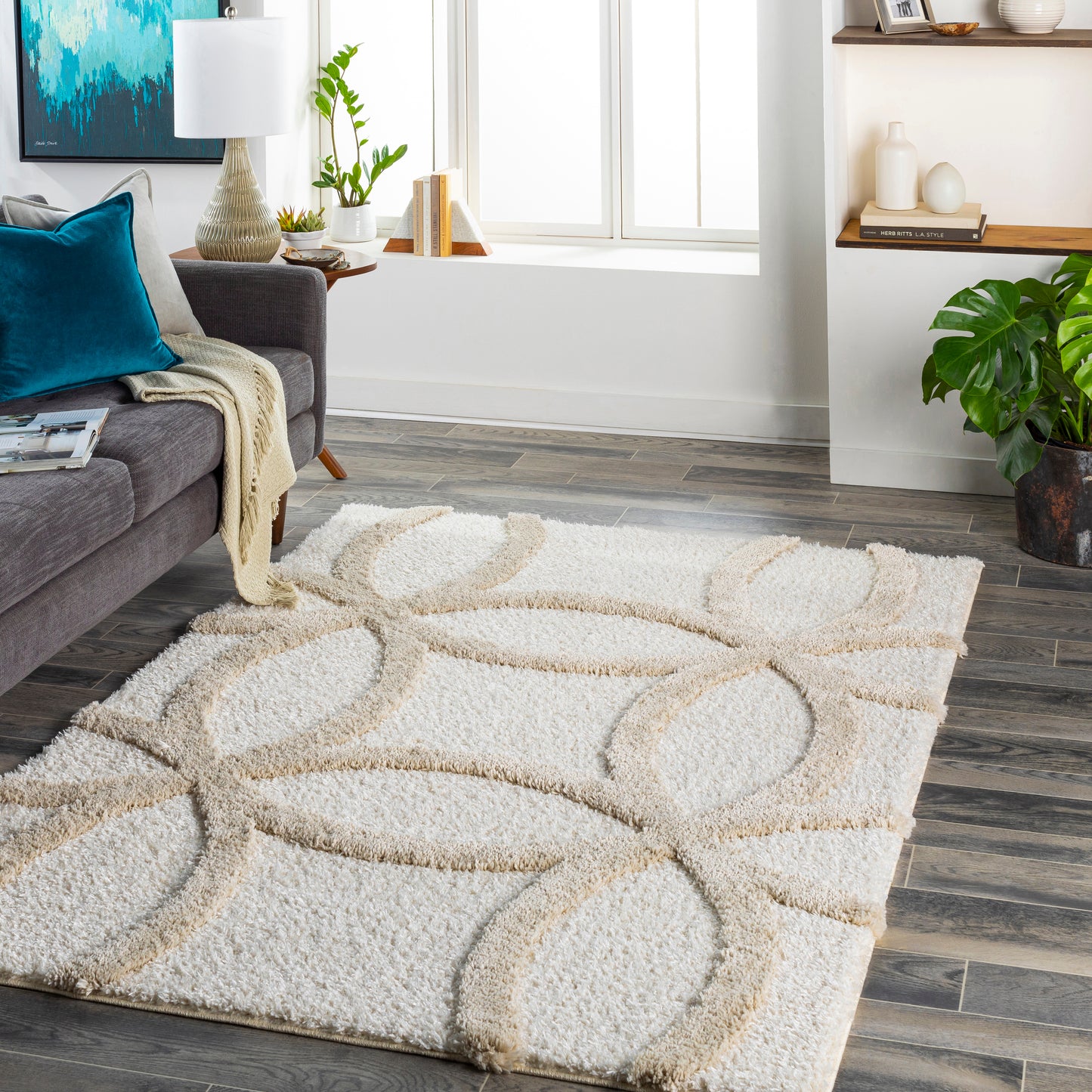 Hudson shag 30704 Machine Woven Synthetic Blend Indoor Area Rug by Surya Rugs