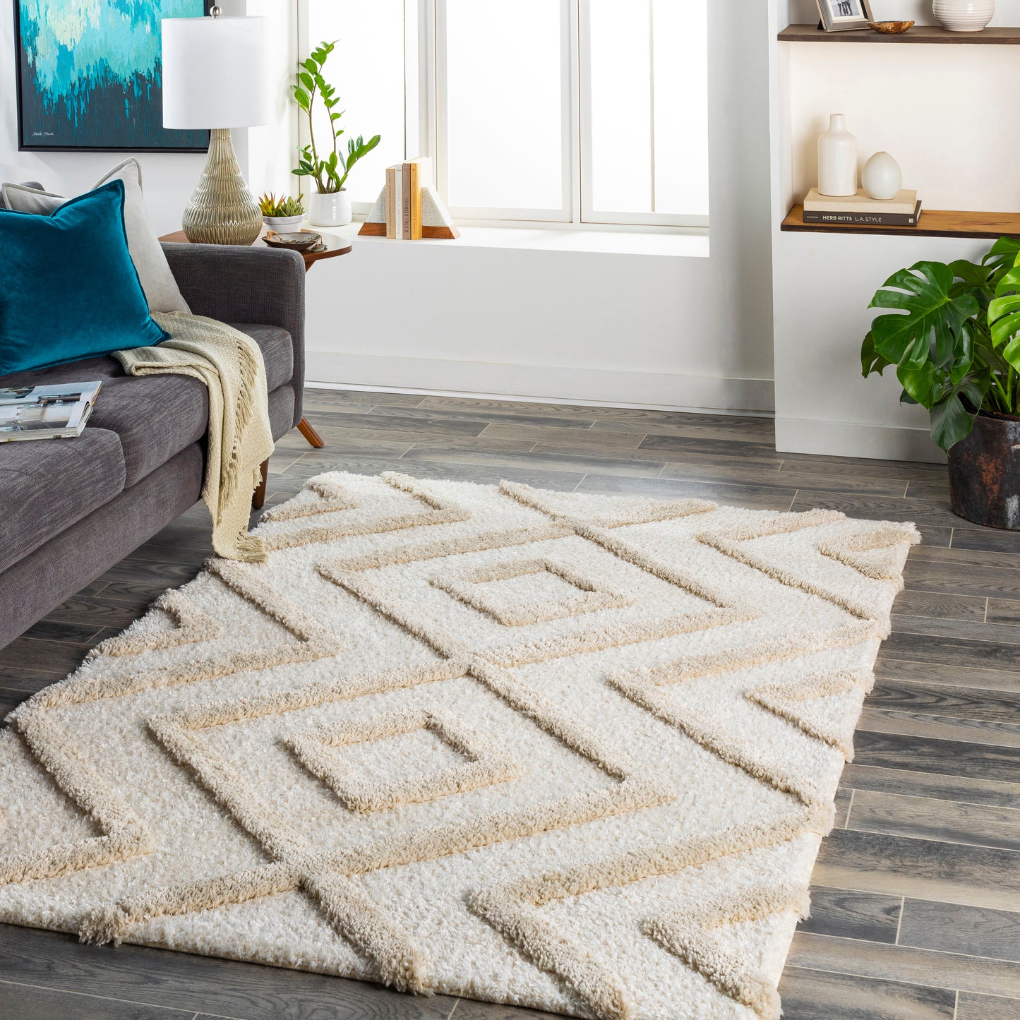 Hudson shag 30707 Machine Woven Synthetic Blend Indoor Area Rug by Surya Rugs