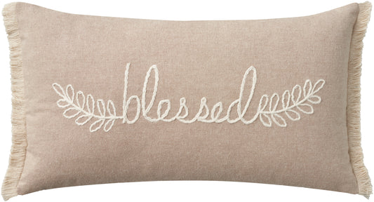 Life Styles EE259 Cotton Embroidrd Blessed Pillow Cover From Mina Victory By Nourison Rugs