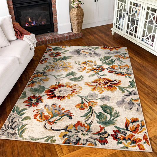 Orian Rugs Simply Southern Cottage Franklin Floral ASC/FRAF Multi Distressed Area Rug