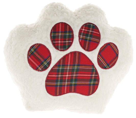 Holiday Pillows L1965 Synthetic Blend Sherpa Plaid Paw Throw Pillow From Mina Victory By Nourison Rugs
