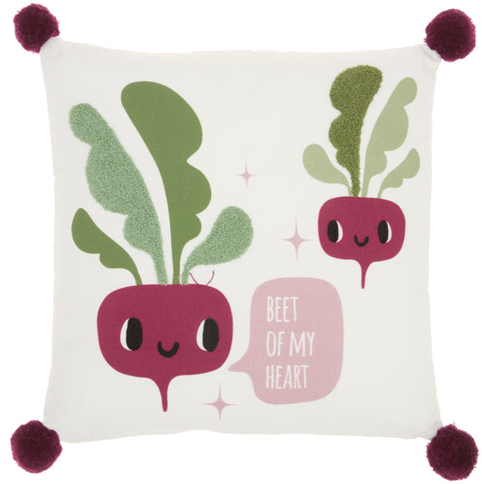 Plush lines CR919 Cotton Beet Of My Heart Throw Pillow From Mina Victory By Nourison Rugs