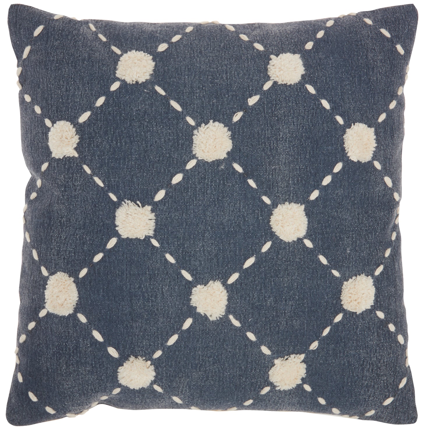 Life Styles SH030 Cotton Diamond Embroid Dots Throw Pillow From Mina Victory By Nourison Rugs