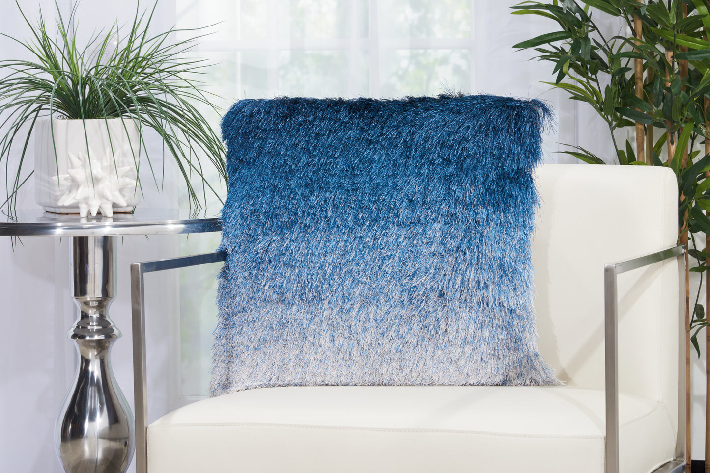 Shag TR011 Synthetic Blend Illusion Shag Throw Pillow From Mina Victory By Nourison Rugs