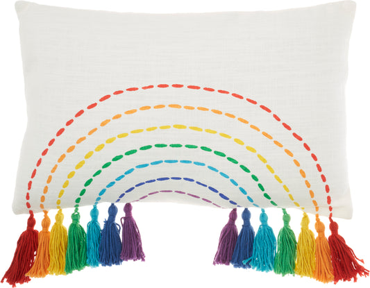 Plush Lines JB013 Cotton Rainbow With Tassels Throw Pillow From Mina Victory By Nourison Rugs
