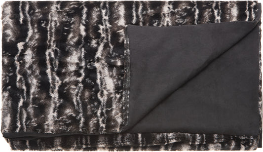 Fur N9508 Synthetic Blend Black & Silver Mix Throw Blanket From Mina Victory By Nourison Rugs
