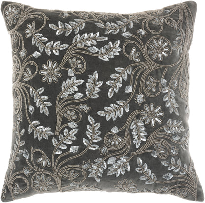 Luminescence Z1610 Cotton Beaded Flowers Throw Pillow From Mina Victory By Nourison Rugs